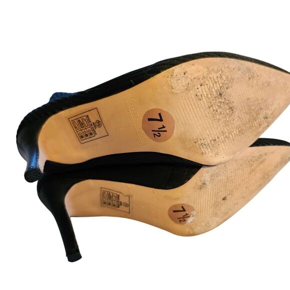 Catherine Malandrino Dnonito Black Pointed Toe Knit High Heel Booties Boots 7.5 - Picture 5 of 5